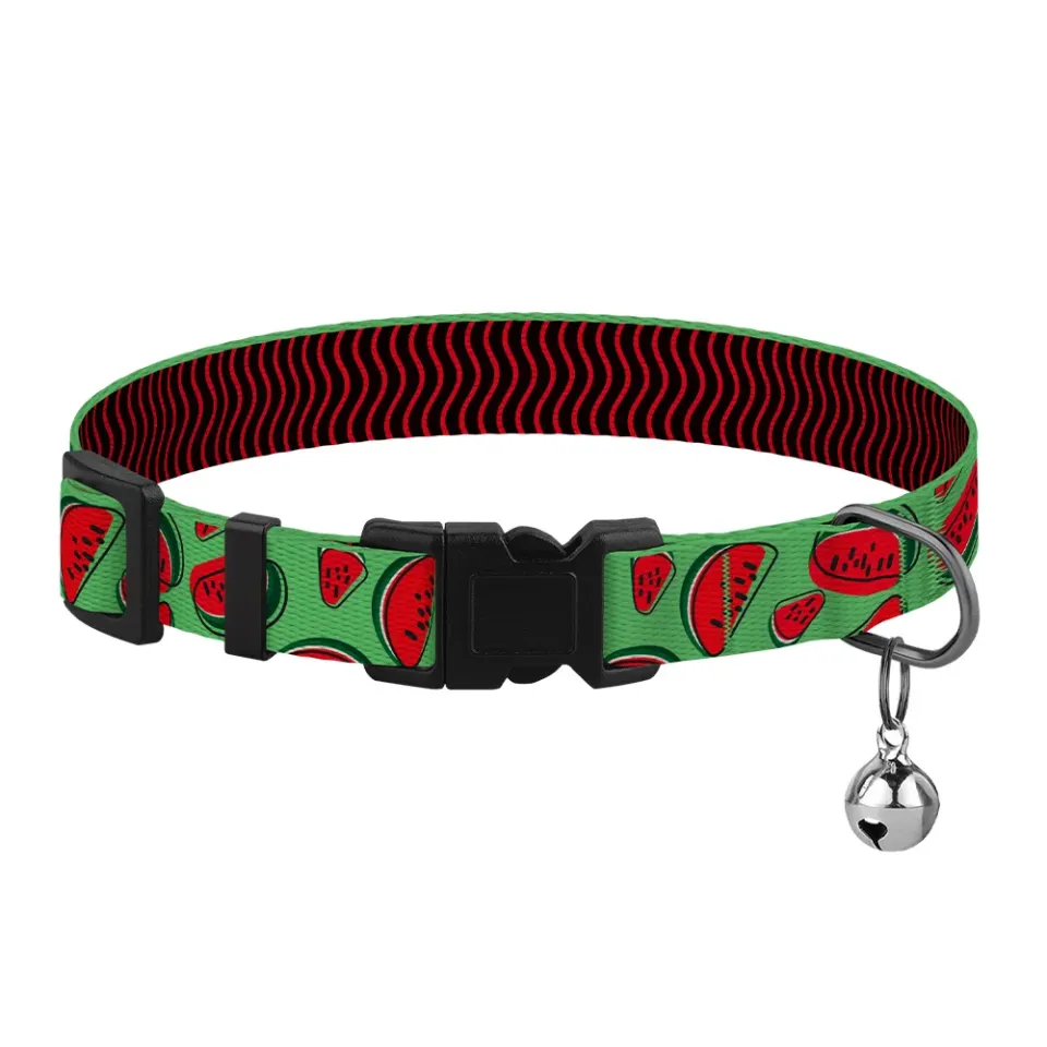 Фото Нашийник для Котів BronzeDog Urban Fruits Нейлоновий з Пластиковою Пряжкою та Дзвіночком Кавун  XS(49/8629) купити за ціною ₴88.20