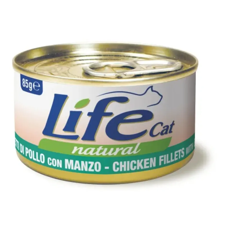 Фото Вологий корм для котів ЛайфКет LifeCat Курка з яловичиною купити за ціною ₴85.00