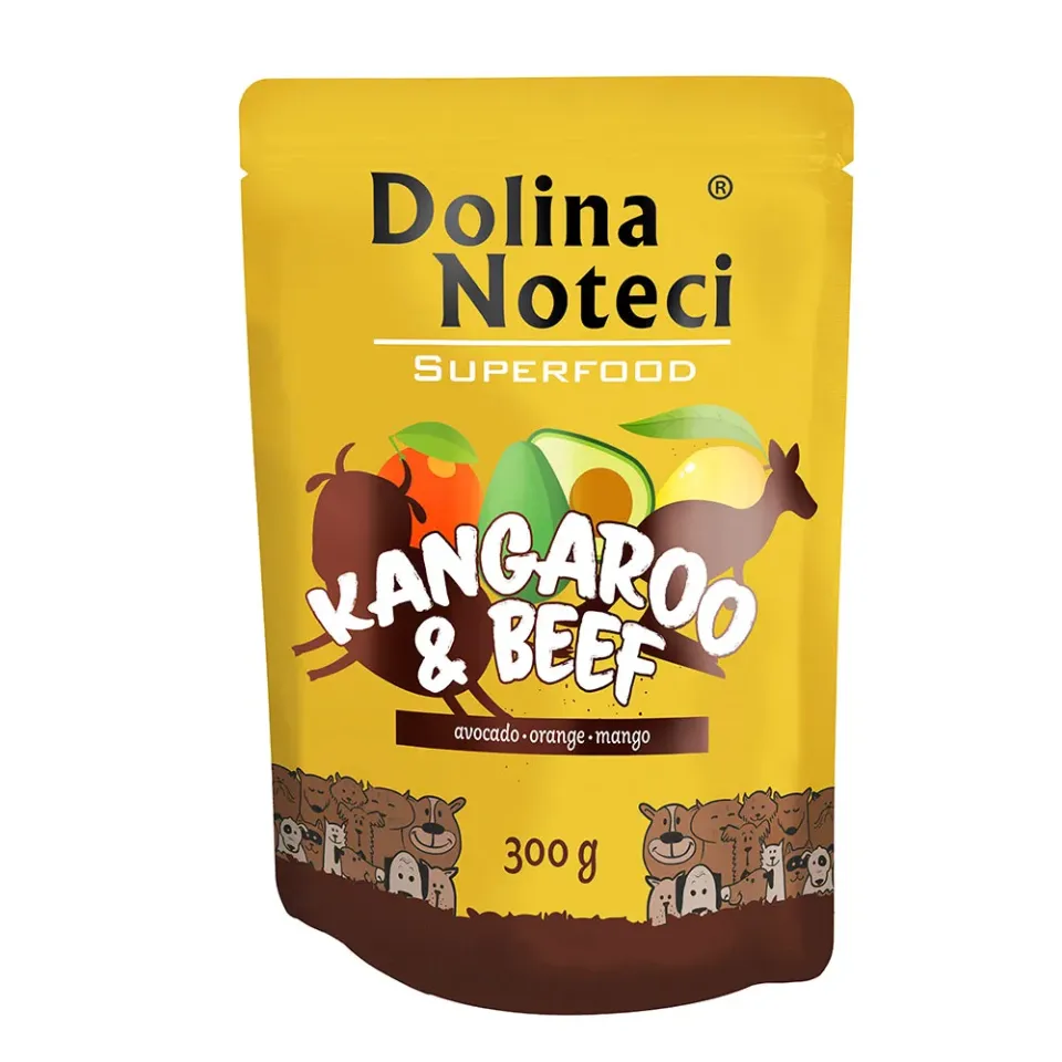 Фото Корм вологий для собак Пауч Dolina Noteci Superfood для cобак з м'ясом кенгуру та яловичини,300 гр купити за ціною ₴132.20