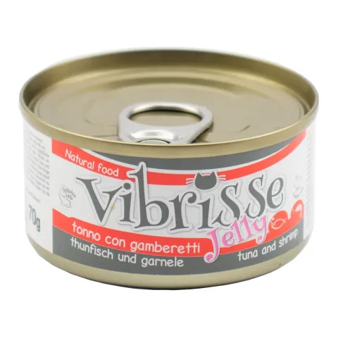 Консерва для котів VIBRISSE JELLY, тунець/креветки в желе, 70г купити за ціною ₴80.90