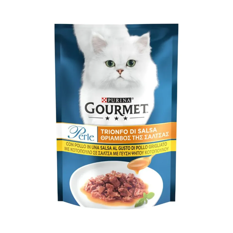 Фото Корм вологий для котів Гурме GOURMET PERLE міні філе у підливці з куркою 85 г купити за ціною ₴22.90