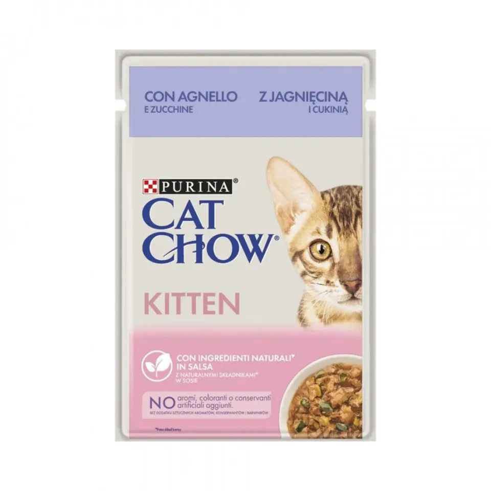 Фото Кет чау CAT CHOW Kitten для кошенят з ягням та цукіні в желе, 85г купити за ціною ₴20.90