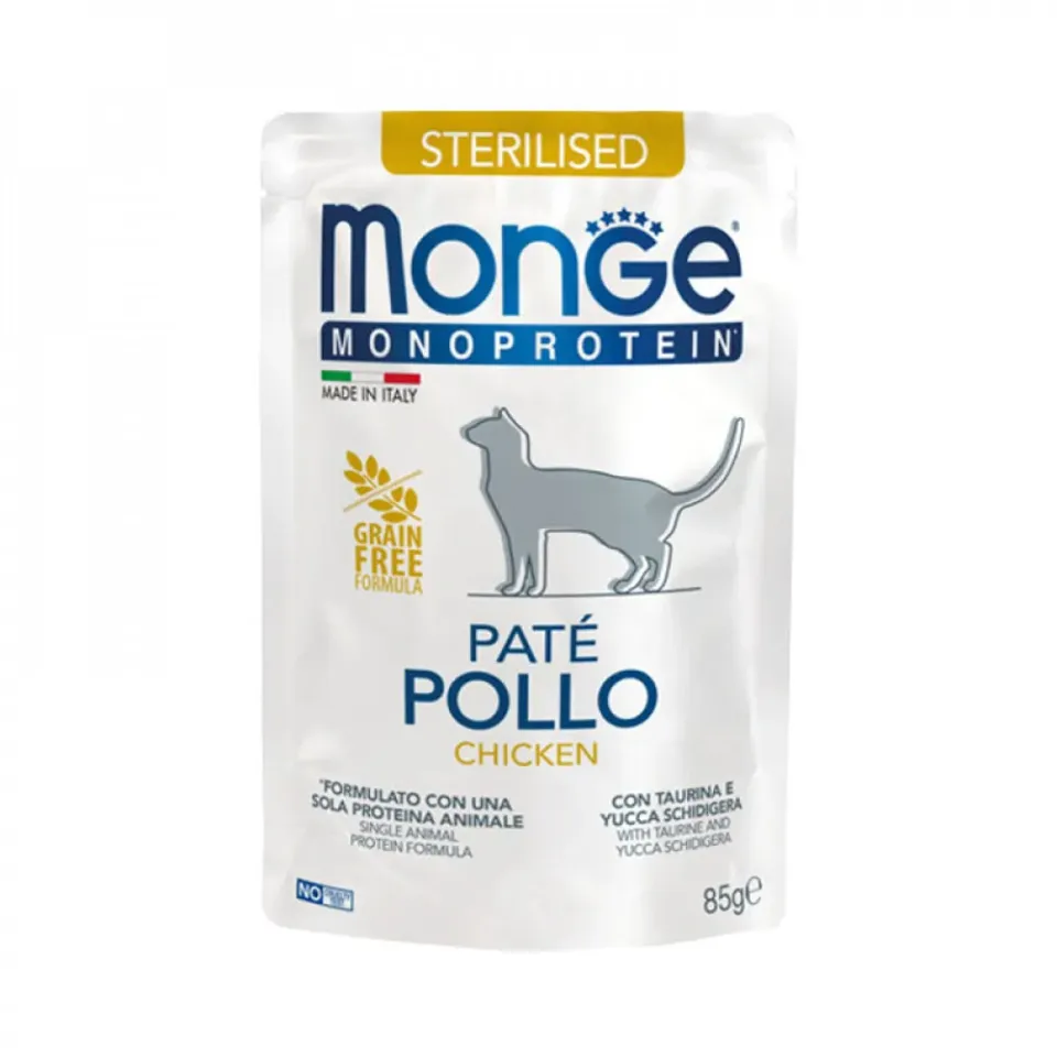 Фото Корм вологий для котів Монж Monge Cat MONOPROTEIN Sterilised 100% з куркою купити за ціною ₴53.00