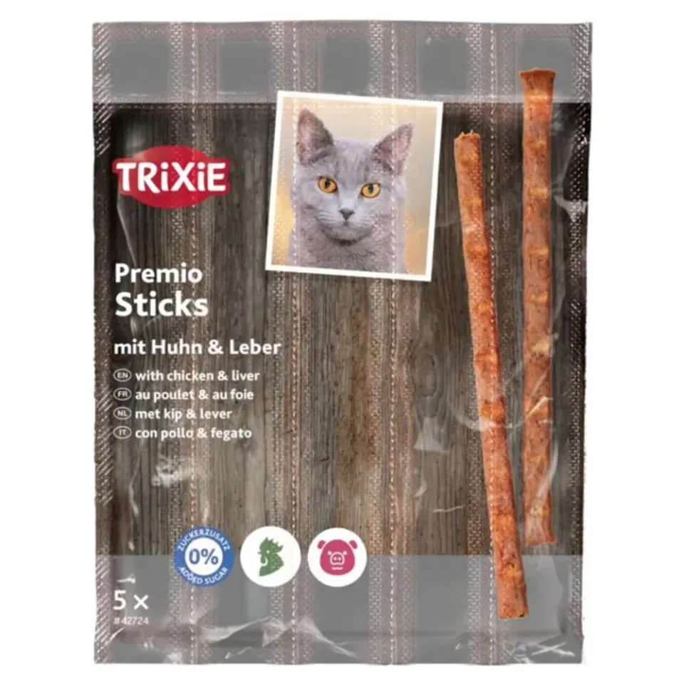 Фото Ласощі Trixie для котів Тріксі Преміо "Quadro-Sticks" палички домашня птиця/печінка 5г * 5шт/упак купити за ціною ₴89.00