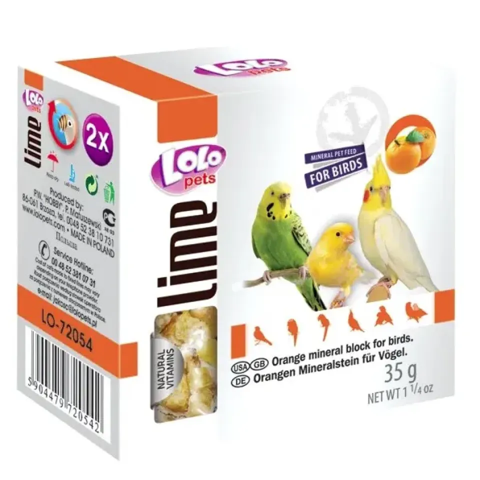 Фото Лоло Петс Lolo Pets lime for BIRD Мінеральний камінь для птахів з апельсином купити за ціною ₴68.00