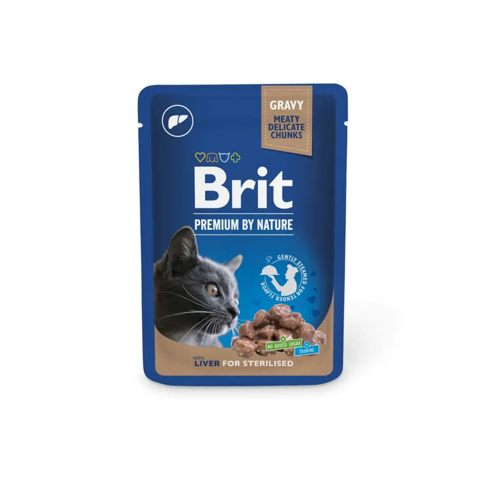 Фото Вологий корм Brit Premium для стерилізованих котів з печінкою, 100г купити за ціною ₴39.00