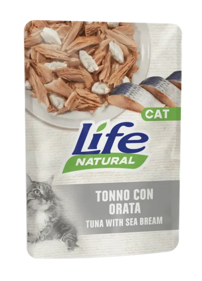 Фото Вологий корм для котів Лайфкет LifeCat з тунцем та дорадою (пауч) купити за ціною ₴73.00