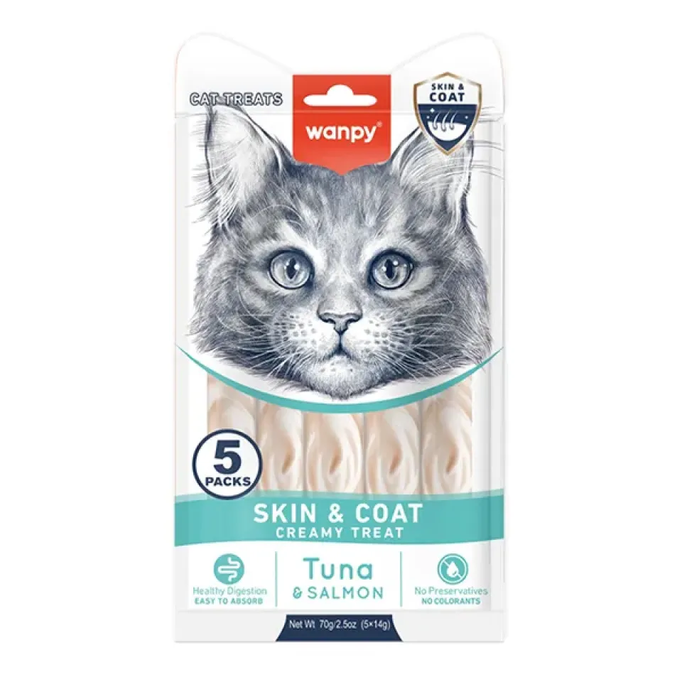 Фото Wanpy Functional Creamy Lickable Treat Skin&Coat ВАНПІ ШКІРА Й ШЕРСТЬ функціональні рідкі ласощі для коів для шкіри та шерсті купити за ціною ₴123.00