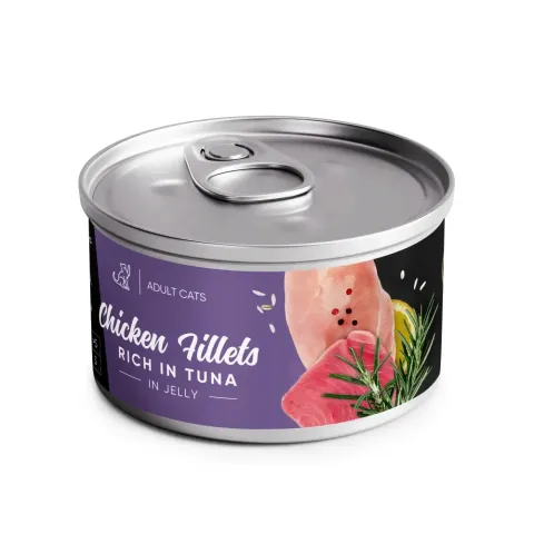 Вологий корм для котів Savory Chicken Fillets rich in Tuna in Jelly for Adult Cats філе курки з тунцем в желе 85 г купити за ціною ₴93.00