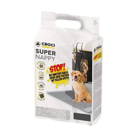 Пелюшки ""Super Nappy"" CROCI для собак одноразові з активованим вугіллям, 57 х 54 см купити за ціною ₴480.60