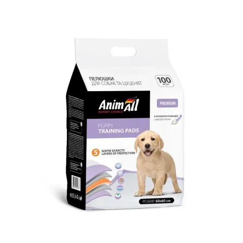 Пелюшки для собак і цуценят AnimAl AnimAll 60х60 см з ароматом лаванди / 100штук купити за ціною ₴1802.00