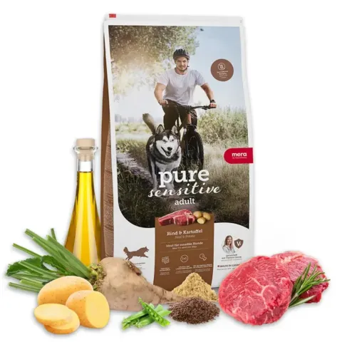 Сухий корм Мера для собак MERA pure sensitive ADULT fresh meat Rind & Kartoffel із свіжим м'ясом яловичини та картоплі купити за ціною ₴480.82