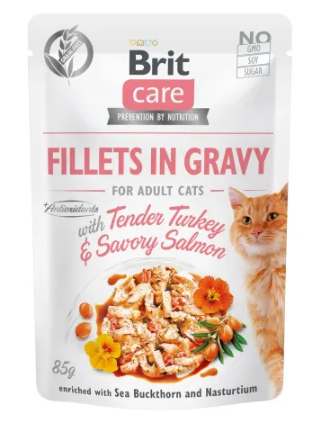 Корм Brit Care Cat pouch з філе індички та лосося в соусі, 85г купити за ціною ₴49.00