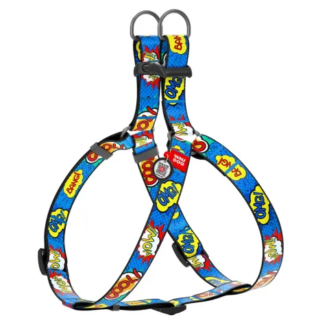 Шлея для собак WAUDOG Nylon з QR паспортом, малюнок "ВАУ", пластиковий фастекс, Ш 25 мм, Дов 60-90 см купити за ціною ₴391.50