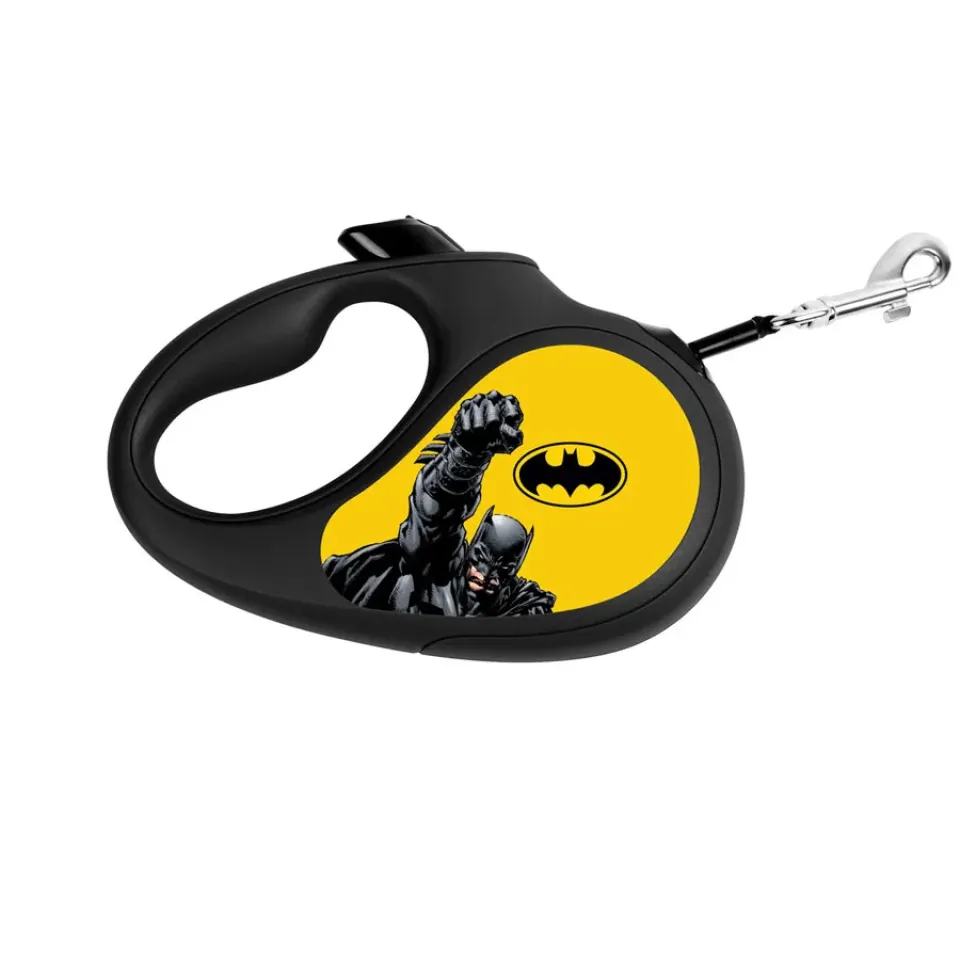 Фото Повідець-рулетка для собак WAUDOG R-leash, малюнок "Бетмен Жовтий", XS, до 12 кг, 3 м, світловідбиваюча стрічка чорний купити за ціною ₴603.10