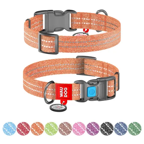 Нашийник WAUDOG Re-cotton з QR паспортом, відновлена бавовна, пластикова пряжка (ширина 15 мм, довжина 25-35 см) помаранчевий купити за ціною ₴139.00