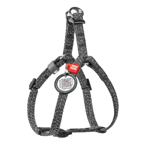 Шлея для котів та дрібних порід собак з відновленої бавовни WAUDOG Re-cotton з QR паспортом, світловідбиваюча, пластиковий фастекс, XS, Ш 10 мм, A=B 30-40 см сірий купити за ціною ₴196.00