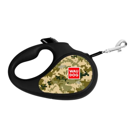 Повідець-рулетка для собак WAUDOG R-leash, малюнок "Мілітарі", XS, до 12 кг, 3 м, світловідбиваюча стрічка купити за ціною ₴539.00