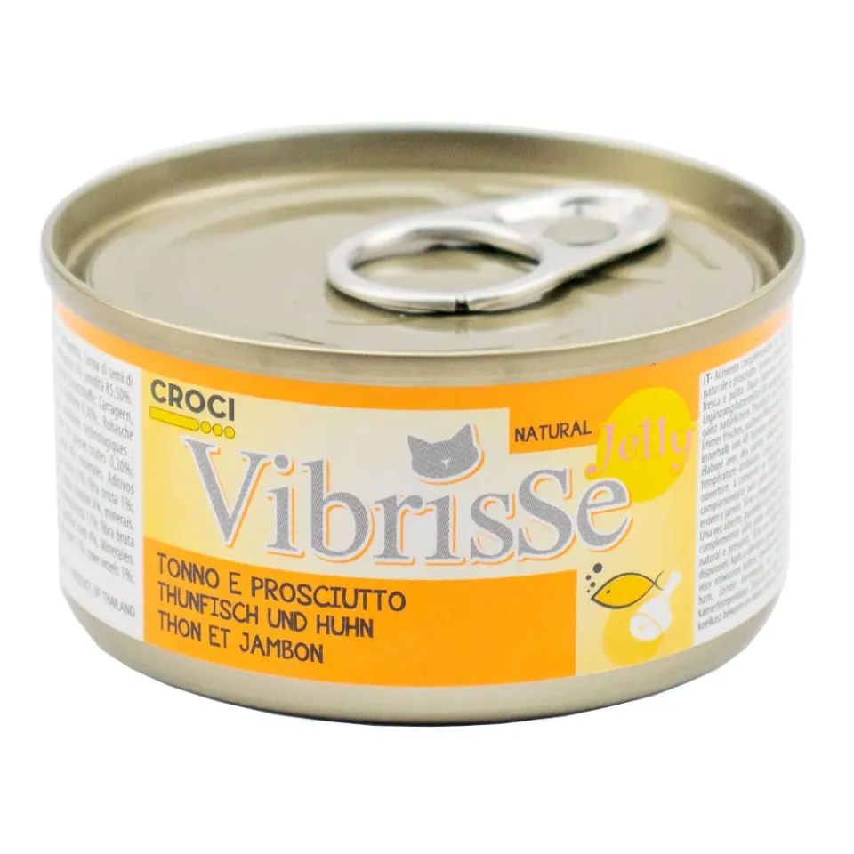 Фото Конcерва для котів VIBRISSE JELLY, тунець/куряча шинка в желе, 70г купити за ціною ₴80.90