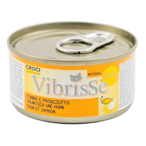 Конcерва для котів VIBRISSE JELLY, тунець/куряча шинка в желе, 70г купити за ціною ₴80.90