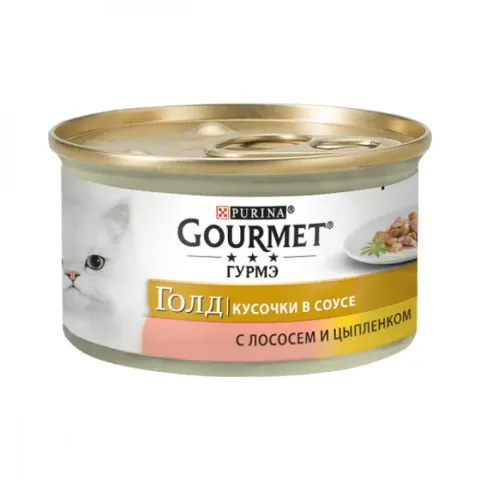Корм вологий для котів Гурме Голд GOURMET GOLD шматочки у підливці з лососем та куркою 85 г купити за ціною ₴36.10