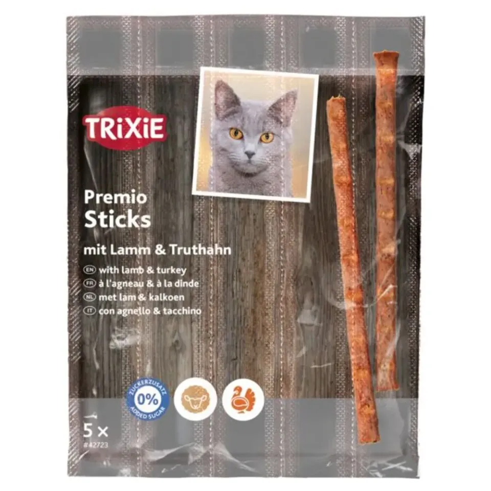 Фото Ласощі Trixie для котів Тріксі Преміо "Quadro-Sticks" палички ягня/індичка 5г * 5шт/упак купити за ціною ₴89.00