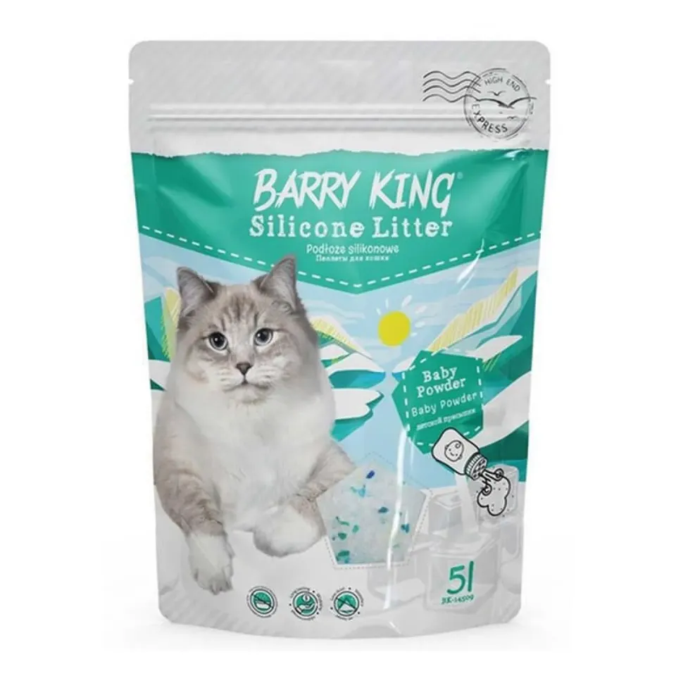 Фото Силікагелевий наповнювач з ароматогм дитячої пудри Barry King Baby Powder для котів 5 л купити за ціною ₴351.00