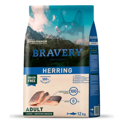 BRAVERY Herring Large/Medium Adult,сухий корм для дор.собак cередніх та великих порід,з оселедцем 12kg купити за ціною ₴4921.10