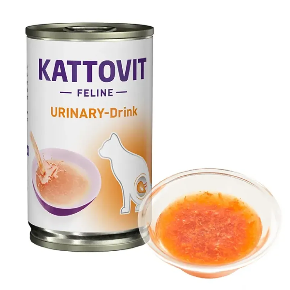 Фото Kattovit Veterinary Urinary Drink КАТТОВІТ УРІНАРІ лікувальний напій для котів із захворюваннями нижніх сечовивідних шляхів, банка 135мл купити за ціною ₴87.00