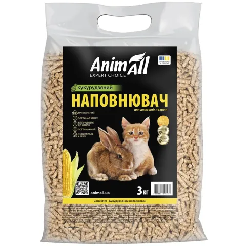 AnimAll Кукурудзяний наповнювач для тварин, 3кг купити за ціною ₴105.00