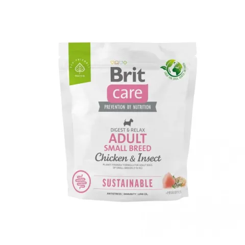 Корм сухий Brit Care Dog Sustainable Adult Small Breed Бріт Кеа для собак малих порід з куркою та комахами, 1 кг купити за ціною ₴399.00