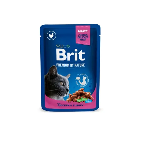 Бріт Преміум Brit Premium Cat pouch 100 g курка індичка купити за ціною ₴39.00