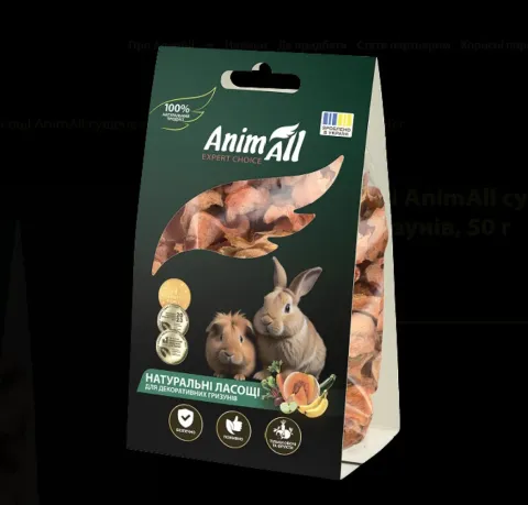 AnimAll Ласощі для гризунів, 50 г. Cушена морква купити за ціною ₴65.00