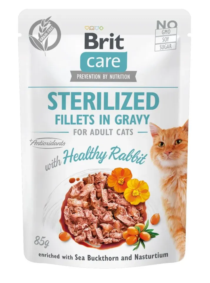 Фото Бріт Кеа для котів вологий Корм Brit Care Cat pouch з філе кролика в соусі, 85г купити за ціною ₴57.00