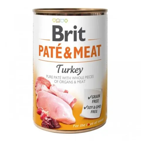 Бріт Кеа для собак вологий  Корм Brit Paté and Meat Dog з індичкою 400г купити за ціною ₴143.65