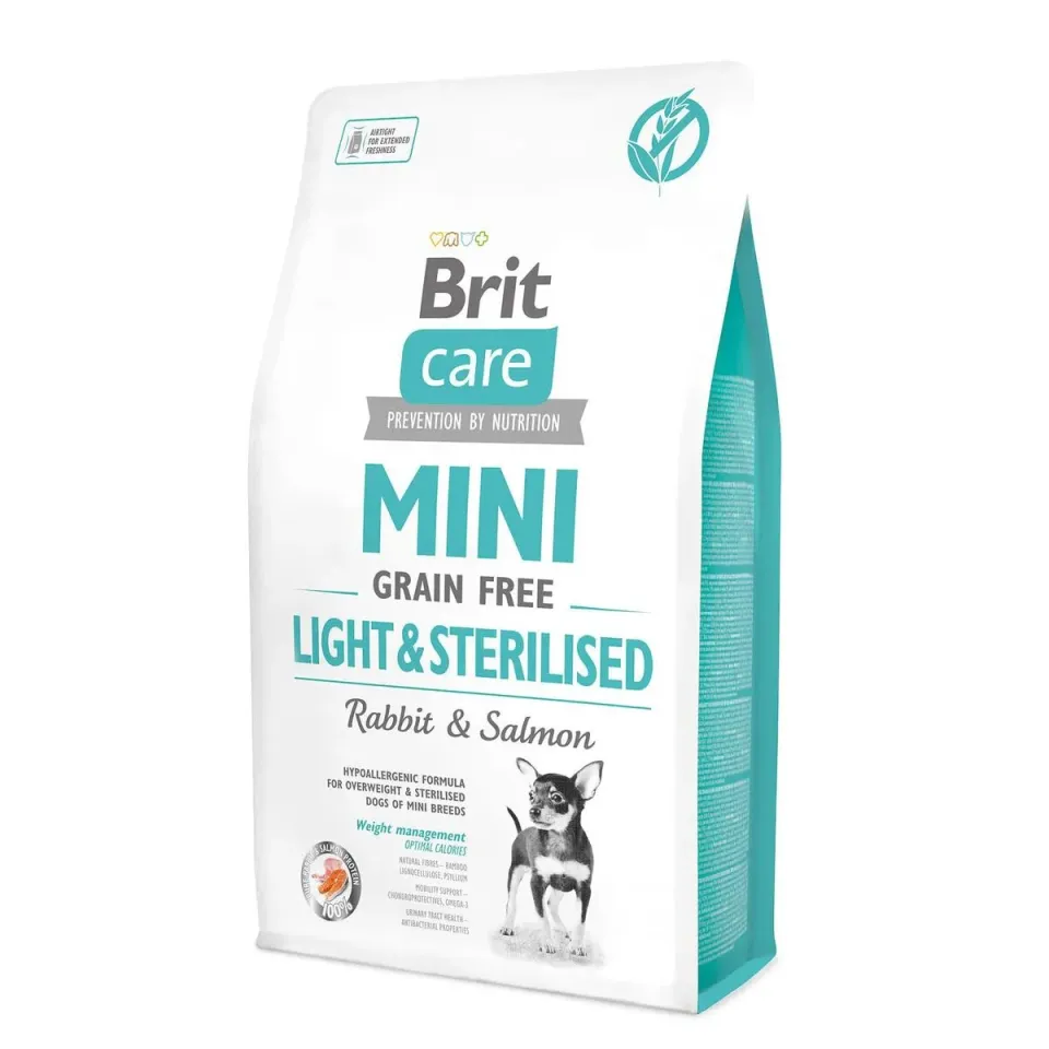 Фото Бріт Кеа для собак Корм Brit Care GF Mini Light and Sterilised з лососем та кроликом купити за ціною ₴1199.00