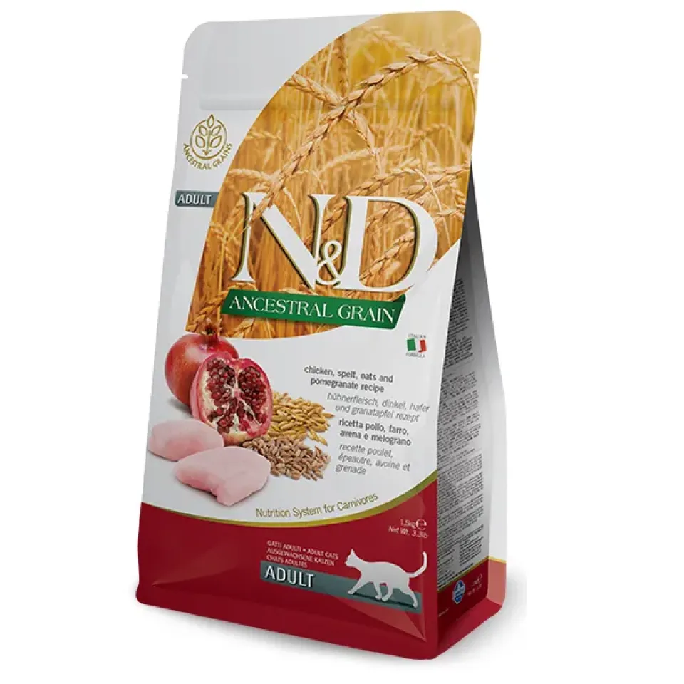 Фото Корм сухий для котів Фарміна N&D Low Grain CHICKEN & POMEGRANATE ADULT купити за ціною ₴267.00