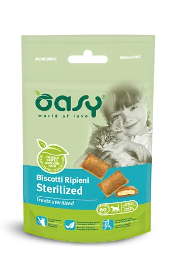 Фото Ласощі OASY CAT TREATS Sterilized для стерилізованих котів з куркою купити за ціною ₴107.00
