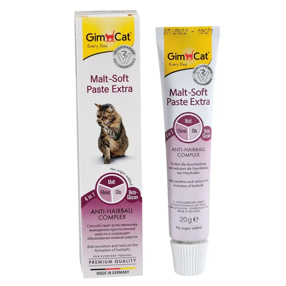Фото ДжимКет для котів Паста GimCat Malt-soft Extra для виведення шерсті, 20г купити за ціною ₴222.00