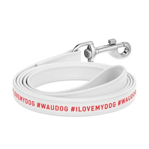 Повідець для собак шкіряний WAUDOG Design, малюнок "я люблю свою собаку", Ш 12 мм, Дов 122 см білий купити за ціною ₴188.40