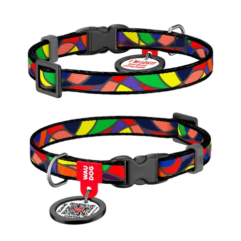 Нашийник для собак нейлоновий WAUDOG Nylon з QR паспортом, малюнок "Вітраж", пластиковий фастекс, Ш 10 мм, Дов 20-30 см купити за ціною ₴95.40
