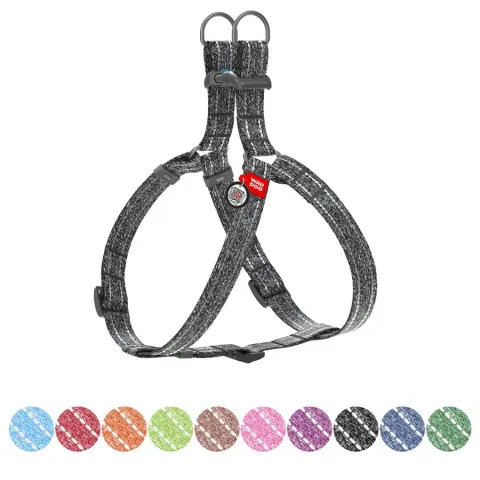 Шлея з відновленої бавовни WAUDOG Re-cotton з QR паспортом, світловідбиваюча, пластиковий фастекс, L, Ш 25 мм, Д 60-90 см  сірий купити за ціною ₴427.00