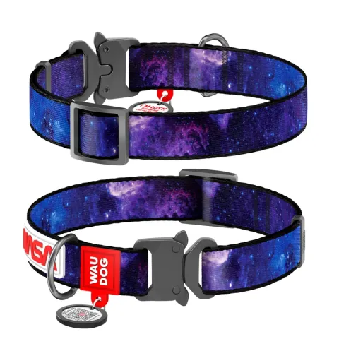 Нашийник для собак нейлоновий WAUDOG Nylon з QR паспортом, малюнок "NASA21", металева пряжка-фастекс, XS, Ш 15 мм, Д 25-35 см купити за ціною ₴236.70
