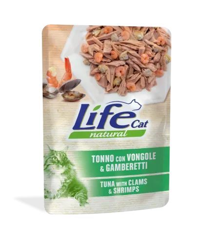 Вологий корм для котів ЛайфКет LifeCat Тунець з мідіями і креветками купити за ціною ₴73.00