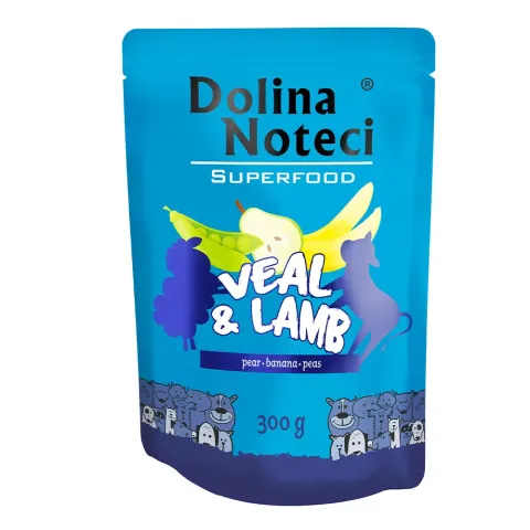 Корм вологий для собак Пауч Dolina Noteci Superfood для cобак з телятиною та бараниною,300 гр купити за ціною ₴118.00