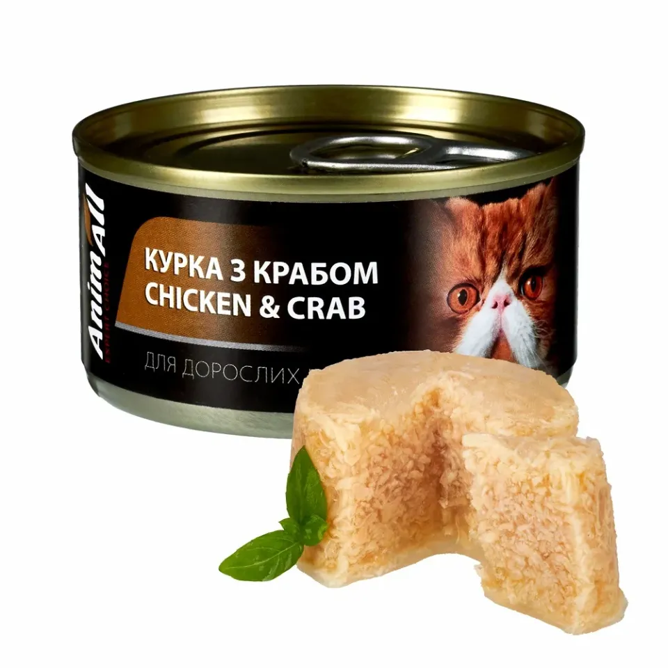 Фото Консерва Animall для котів з куркою та крабом купити за ціною ₴58.00