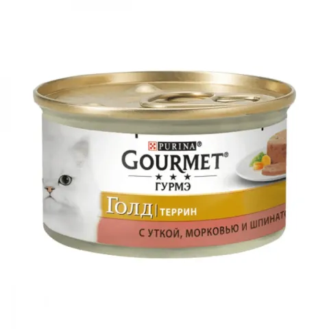 Корм вологий для котів Гурме Голд GOURMET GOLD шматочки в паштеті з качкою, морквою та шпинатом 85 г купити за ціною ₴31.05