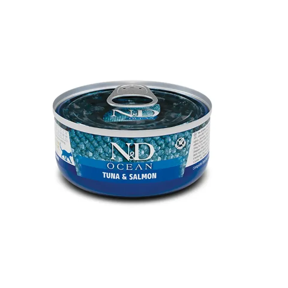 Фото Вологий корм для котів Фарміна N&D Grain Free OCEAN TUNA AND SALMON з тунцем та лососем купити за ціною ₴88.00