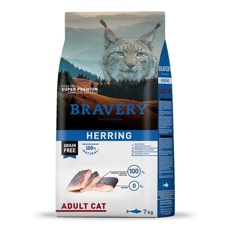 Фото Сухий корм для дорослих котів Брейвері BRAVERY Herring  Adult Cat з оселедцем купити за ціною ₴3820.50