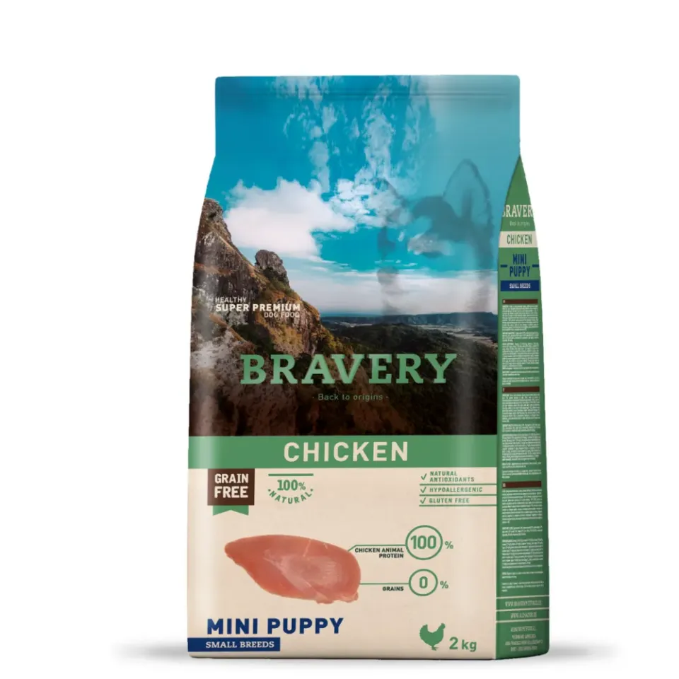 Фото Сухий корм для цуценят дрібних порід Брейвері BRAVERY Chicken Mini Puppy з куркою купити за ціною ₴1144.30